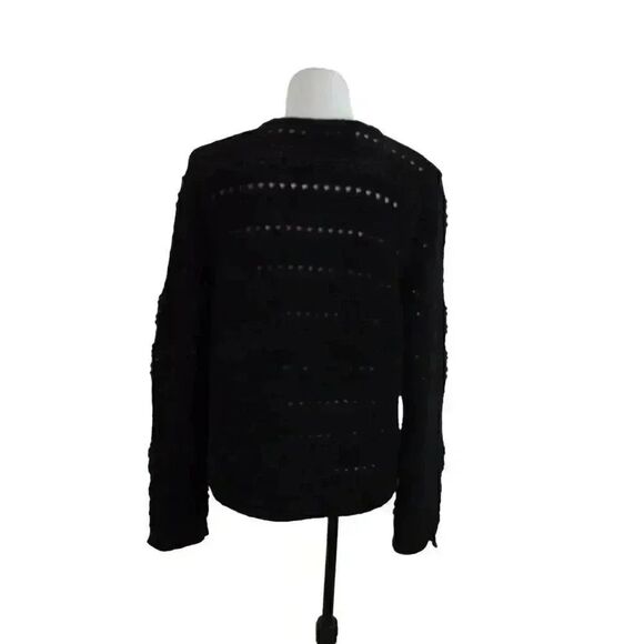 ZARA KNIT Womens Open Weave Crochet SWEATER - Size SMALL - Black Tassel … - Picture 2 of 10
